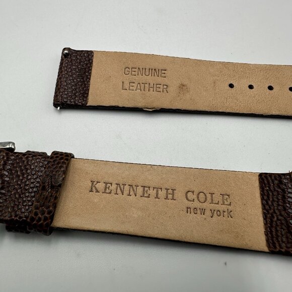 Kenneth Cole Replacement Watch Band 20MM Brown Embossed Leather Silver Buckle - Picture 5 of 9
